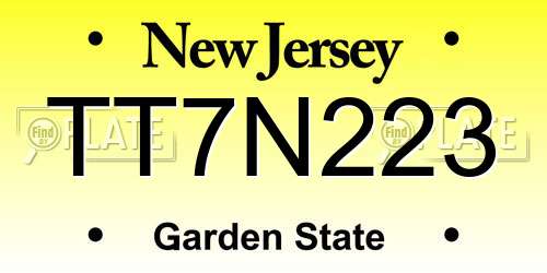 TT7N223 New Jersey License Plate