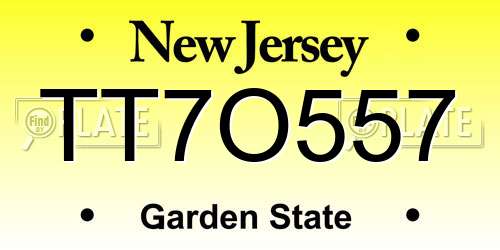 TT7O557 New Jersey License Plate