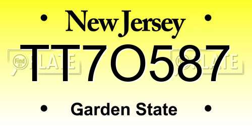 TT7O587 New Jersey License Plate