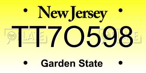 TT7O598 New Jersey License Plate