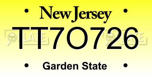 TT7O726 New Jersey License Plate