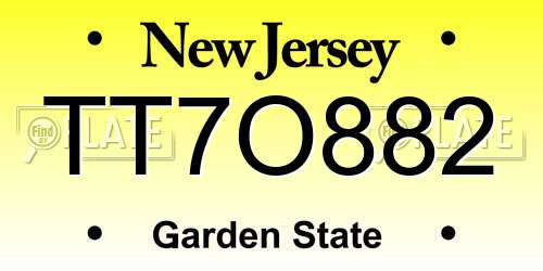 TT7O882 New Jersey License Plate