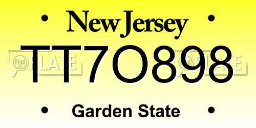 TT7O898 New Jersey License Plate