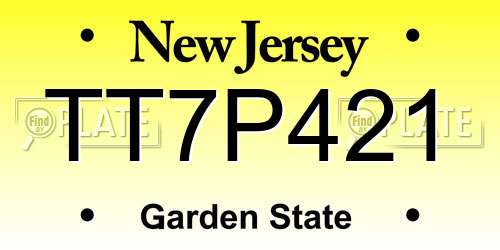 TT7P421 New Jersey License Plate