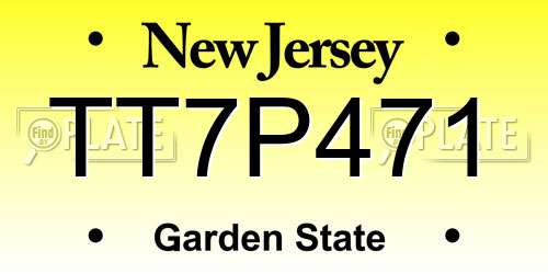 TT7P471 New Jersey License Plate
