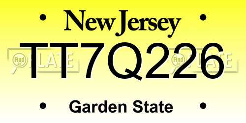 TT7Q226 New Jersey License Plate