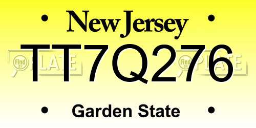 TT7Q276 New Jersey License Plate