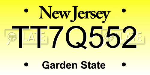 TT7Q552 New Jersey License Plate