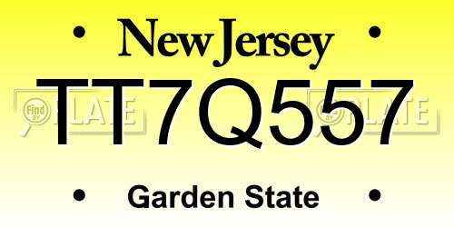 TT7Q557 New Jersey License Plate