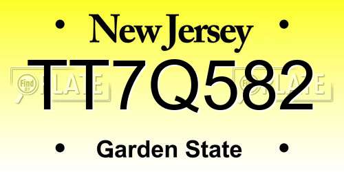 TT7Q582 New Jersey License Plate