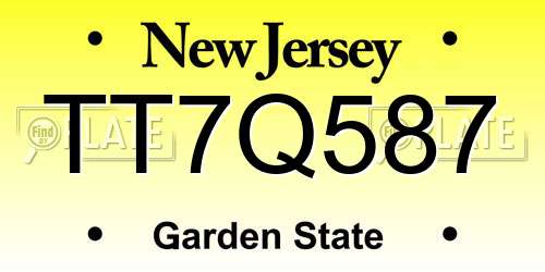 TT7Q587 New Jersey License Plate