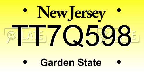 TT7Q598 New Jersey License Plate
