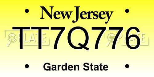 TT7Q776 New Jersey License Plate