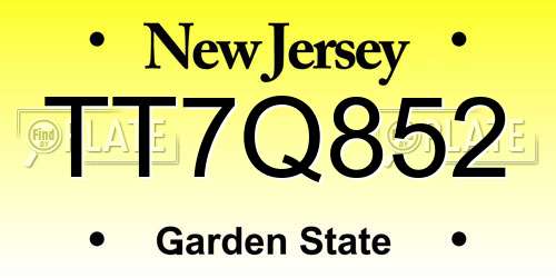 TT7Q852 New Jersey License Plate