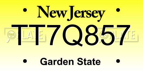 TT7Q857 New Jersey License Plate