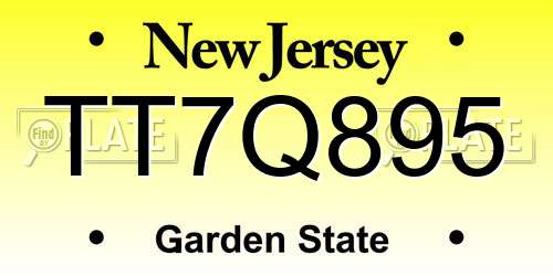 TT7Q895 New Jersey License Plate