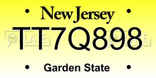 TT7Q898 New Jersey License Plate