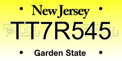 TT7R545 New Jersey License Plate