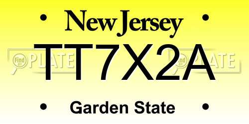 TT7X2A New Jersey License Plate