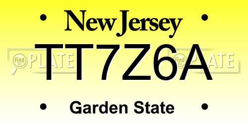 TT7Z6A New Jersey License Plate