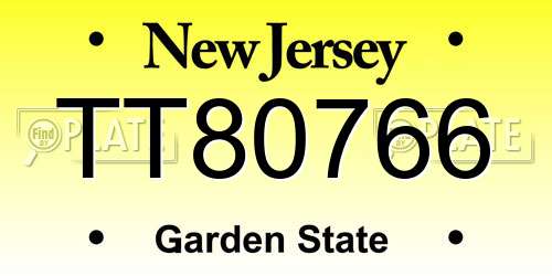 TT80766 New Jersey License Plate