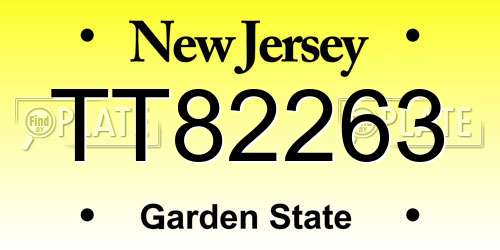 TT82263 New Jersey License Plate