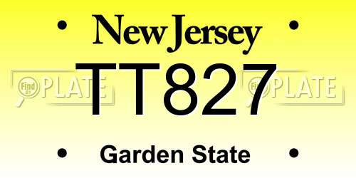 TT827 New Jersey License Plate