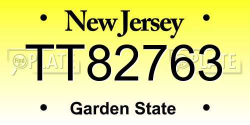 TT82763 New Jersey License Plate