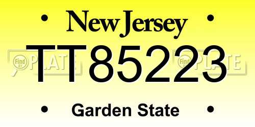 TT85223 New Jersey License Plate