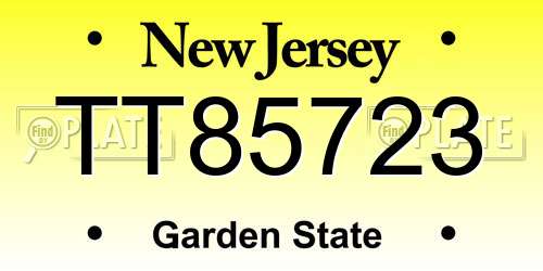 TT85723 New Jersey License Plate
