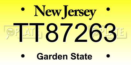TT87263 New Jersey License Plate