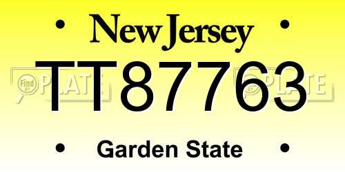 TT87763 New Jersey License Plate