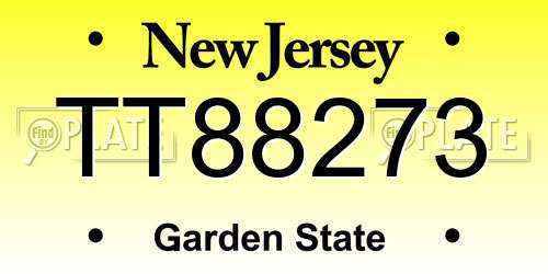 TT88273 New Jersey License Plate