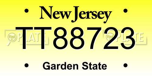 TT88723 New Jersey License Plate