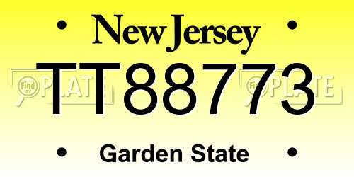TT88773 New Jersey License Plate