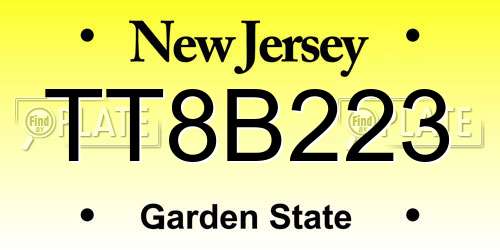 TT8B223 New Jersey License Plate