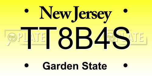 TT8B4S New Jersey License Plate