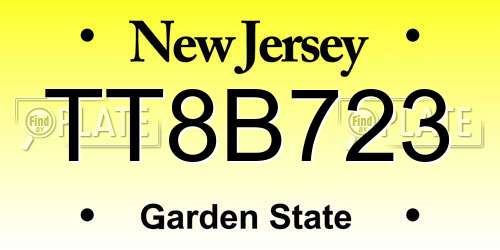 TT8B723 New Jersey License Plate
