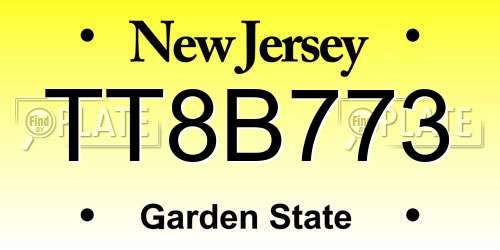 TT8B773 New Jersey License Plate