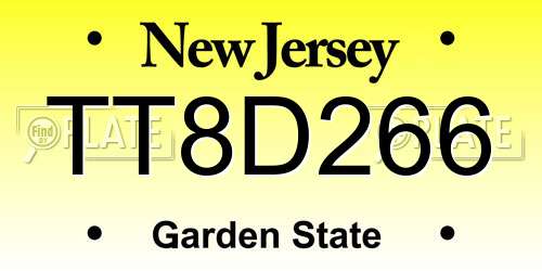 TT8D266 New Jersey License Plate