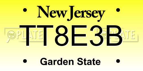 TT8E3B New Jersey License Plate