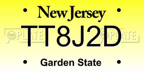 TT8J2D New Jersey License Plate