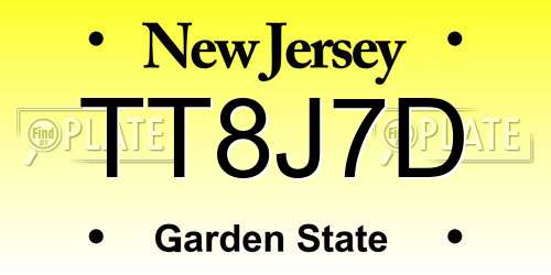 TT8J7D New Jersey License Plate