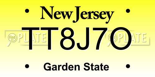 TT8J7O New Jersey License Plate