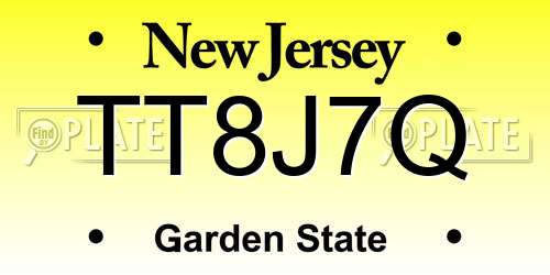 TT8J7Q New Jersey License Plate