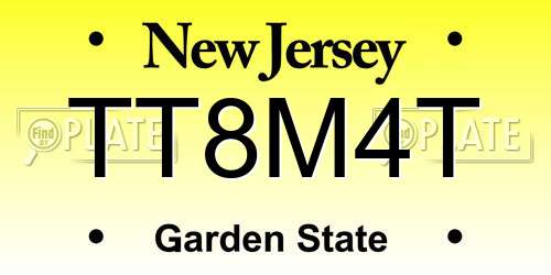 TT8M4T New Jersey License Plate