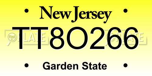 TT8O266 New Jersey License Plate