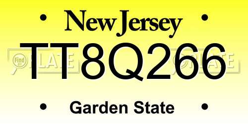 TT8Q266 New Jersey License Plate