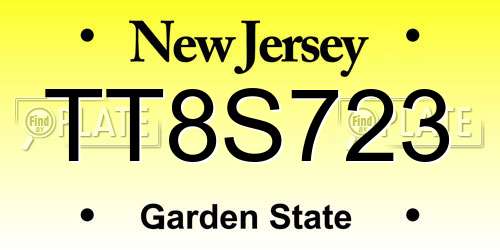TT8S723 New Jersey License Plate
