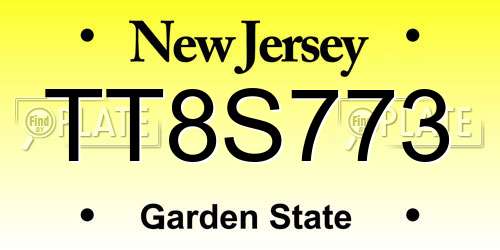 TT8S773 New Jersey License Plate